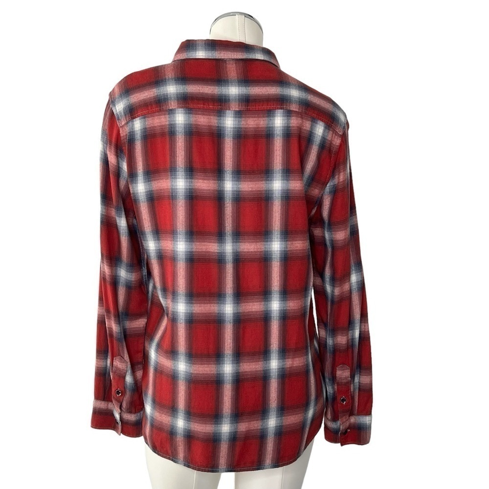 DYLAN Long Sleeve Red Black White Plaid Flannel Shirt Ultra Soft Women's Size M - Picture 3 of 16
